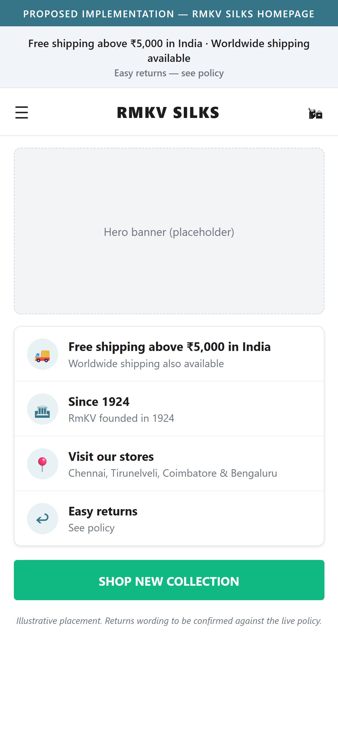 Proposed Implementation — RmKV Silks Mobile Homepage